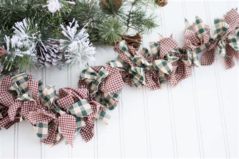 Country Christmas Rag Tie Garland Farmhouse Christmas Tree Etsy