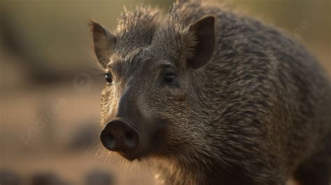 An Image Of A Wild Boar Looking In The Direction Of A Dirt Field