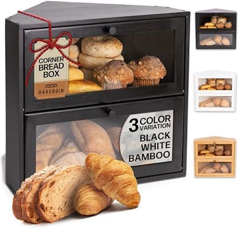 Amazon Bakedbin Corner Bread Box For Kitchen Countertop New