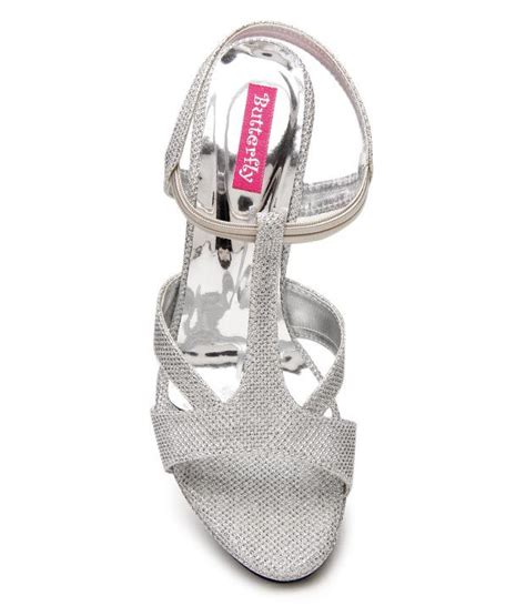 Butterfly Stunning Silver Pencil Heel Sandals Price In India Buy