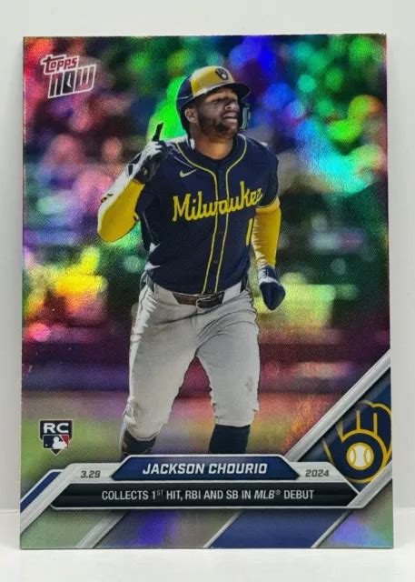 JACKSON CHOURIO ROOKIE MLB Debutto 1st Hit 2024 Topps Now 16SP Rainbow