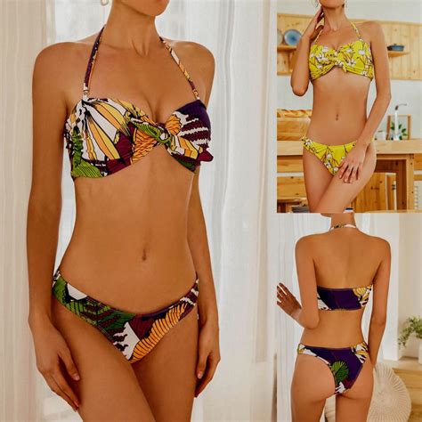 Buy Sexy Women Print Push Up Padded Bra Beach Bikini Set Swimsuit