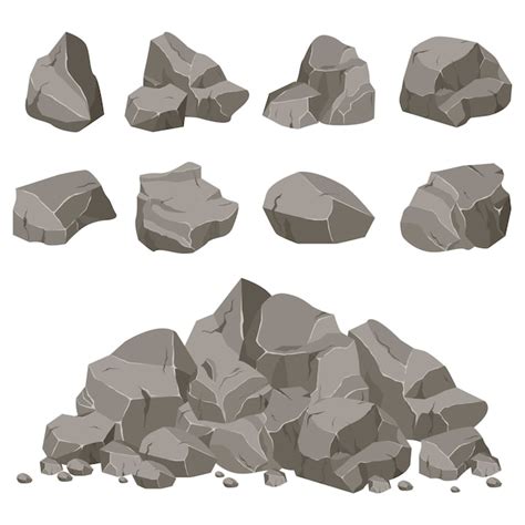 Piedra De Roca Set De Dibujos Animados Piedras De Varias Formas Rocas Y Escombros De La