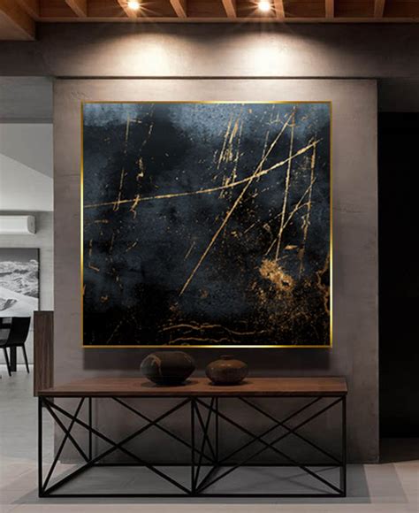 Quadro Decorativo Abstrato Dourado Tecido Canva Premium Elo