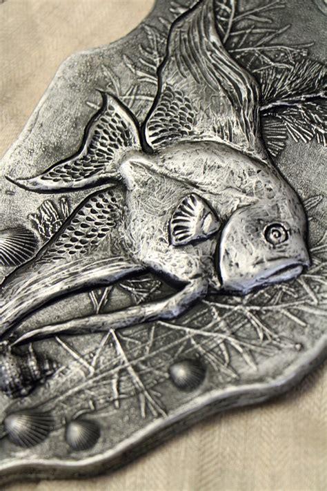 Wall Sculpture Bas Relief Angel Fish In Water Seashells And Etsy Canada