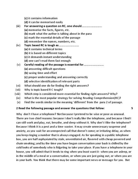 Hbse Class English Core Sample Paper Pdf Hbse Th Model