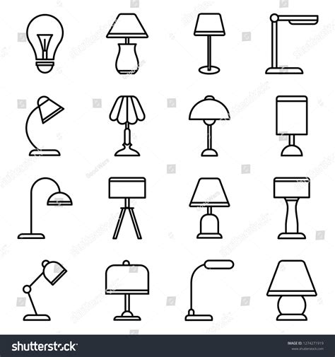 Lamp Icons Pack Isolated Lamp Symbols Stock Vector (Royalty Free ...