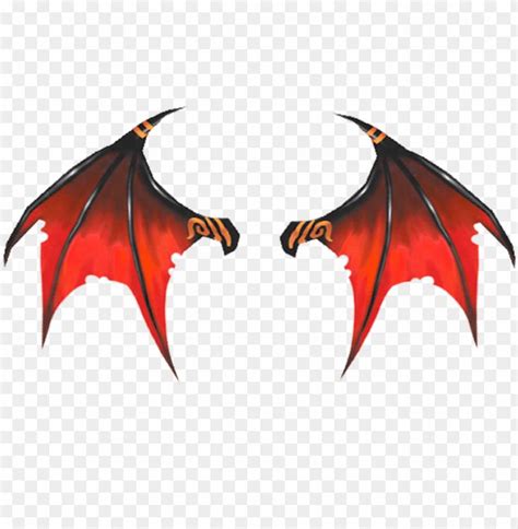 two red dragon wings with black and yellow details on the wings, hd png