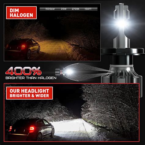 X Modigt H Led Headlight White Globes Kit Hi Low Beam Light Bulb