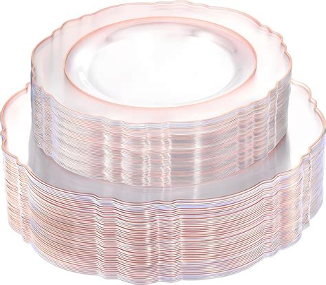 Amazon WDF 100pcs Rose Gold Plates Plastic Disposable Baroque