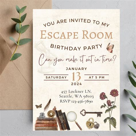 Escape Room Birthday Invitation Printable Mystery Birthday Party Editable Invite Preteen