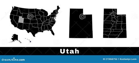 Utah State Map USA Set Of Utah Maps With Outline Border Counties And