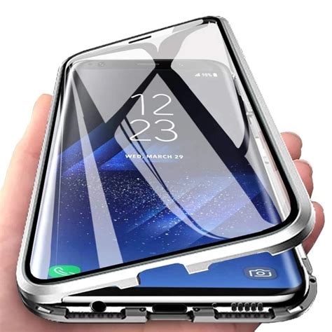 Caixa de metal magnética dupla face para samsung galaxy s23 s22 s21 s20