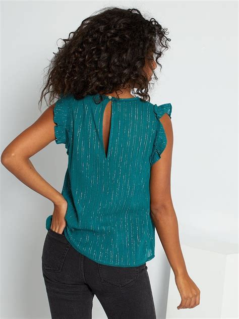 Blouse En Gaze Coton Vert Kiabi