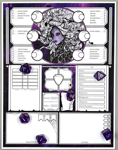 Lloth Dnd 5e Character Sheet Dnd Character Journal Dungeons And Dragons