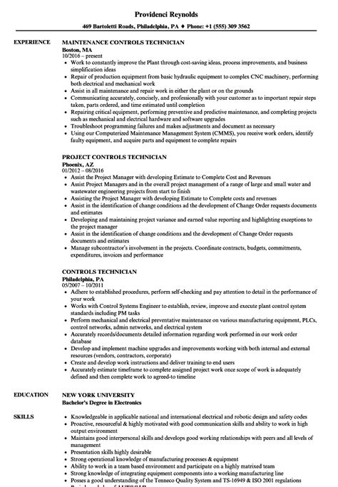 Controls Technician Resume Samples Velvet Jobs