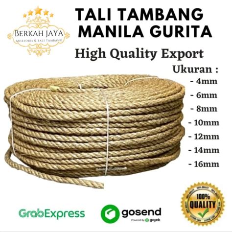 Jual Tali Tambang Manila Mm Mm Tampar Manila Goni Kapal Dadung Rami