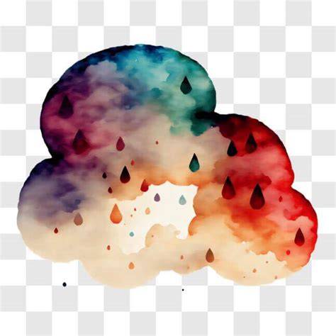 Descarga Pintura Abstracta De Una Nube Colorida Con Gotas De Lluvia Png