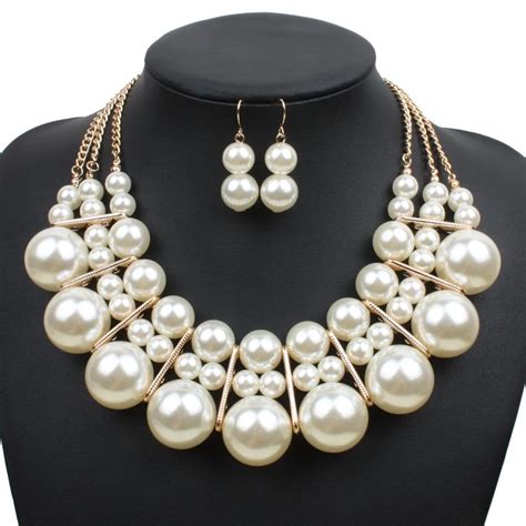 מוצר Big Pearl Jewelry Set Multilayer Necklaces Fashion Imitation Pearl Jewelry Sets Women