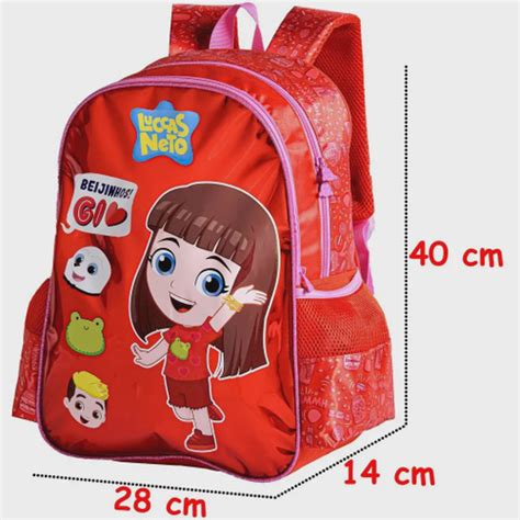 Mochila Escolar Infantil Gi Luccas Neto Meninas Costas Hologr Fica