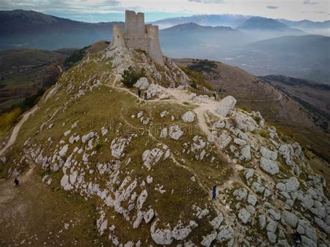 Aerial View of Ruins of Medieval Castle in Rocca Calascio in Abruzzo, Italy Stock Photo - Image ...