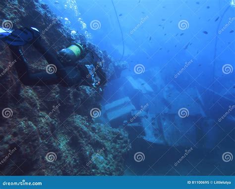 Scuba Diving Sunken Ship Stock Image Image Of Buddy