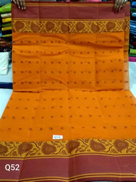 Turmeric Maroon Bengal Tant Handloom Cotton Saree Without Blouse