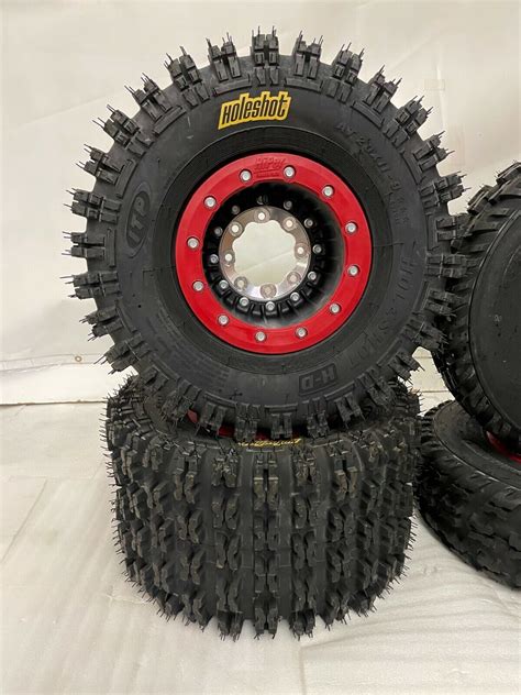 Hiper Tech 3 Beadlock Wheels Holeshot HD Tires Front Rear Kit TRX 450R