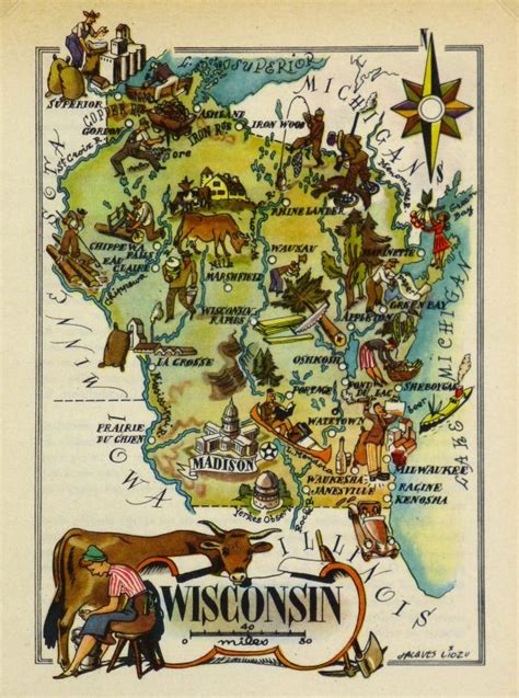 Wisconsin Pictorial Map, 1946