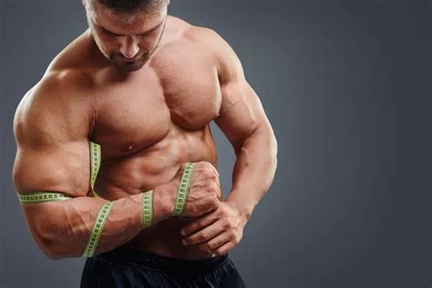 Bodybuilder Measuring Biceps With Tape Measure Stock Photo By Kegfire