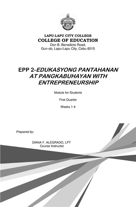 Toaz Edukasyong Pantahanan At Pangkabuhayan With Entrepreneurship