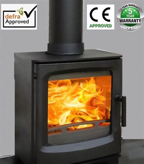 Kw Multifuel Stove Cast Iron Log Wood Burner Defra Ce Approved Modern