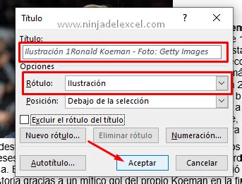 Cómo Insertar la Lista de Ilustraciones en Word Ninja del Excel