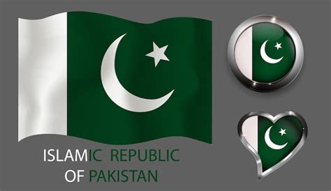 Legen Sie Nation Pakistan Flagge Gl Nzend Schaltfl Che Herz Premium