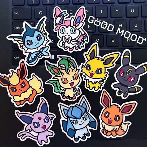 Eevee Evolution Pokemon Vinyl Stickers Flareon Vaporeon Jolteon