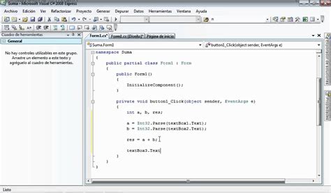 Suma De Dos N Meros En C Sharp Visual Basic Expres Youtube