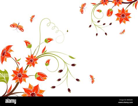 Flower Background With Butterfly Element For Design Vector