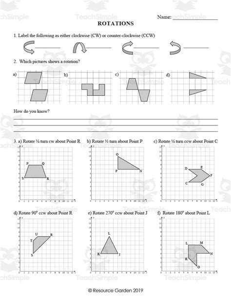 Rotations Transformations Worksheet Set Worksheets Library