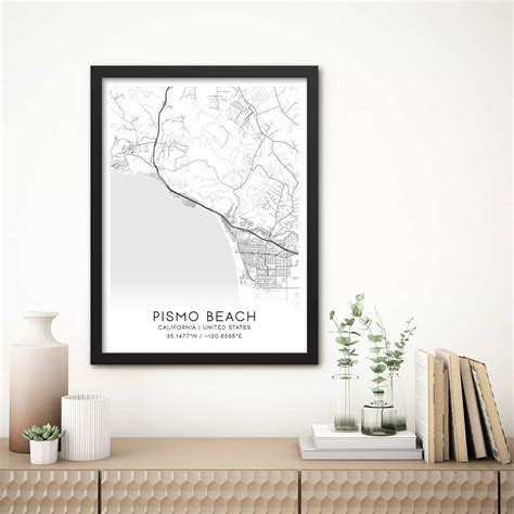 Pismo Beach California Map Poster Modern Home Decor Wall Art Print