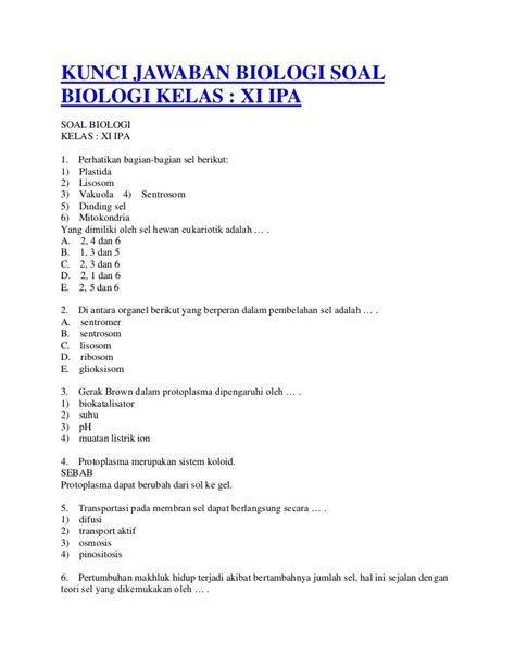 Soal Osn Biologi Smp Pdf