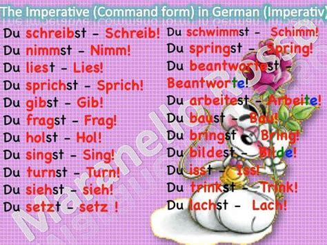 Imperative Verbs German Language German Learn English