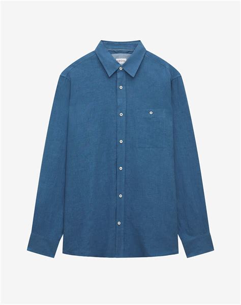 Blue Laundered Linen Shirt Mens Shirts Brora Fashion