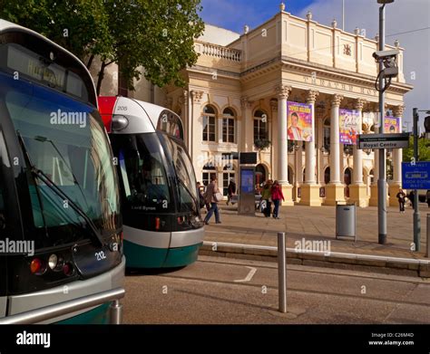 Trams In Nottingham City Centre England Uk Operated By Nottingham