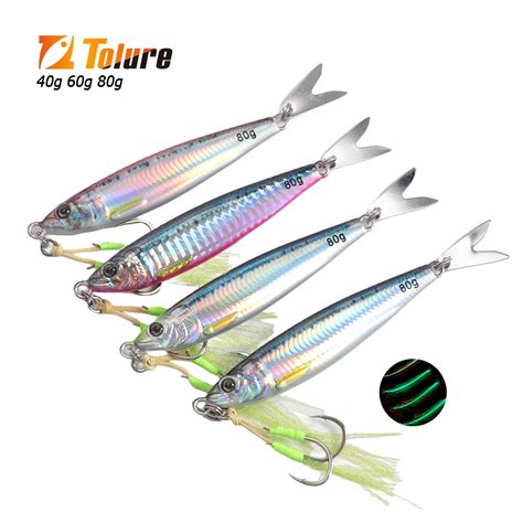 Tolure 2024 Iscas De Pesca Luminosas 40g 60g 80g Jigging Colher E