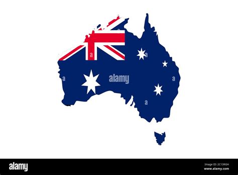 Australia map with flag texture on white background, illustration ...