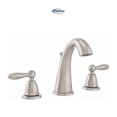 Proflo Brushed Nickel Widespread 2 Handle Watersense Commercial Bathroom Sink Faucet With Drain