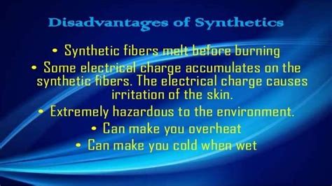 Advantages and disadvantages og synthetic fibres