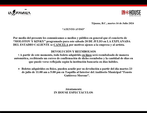 Molotov Y Kinky En Tijuana 2024 CANCELADO Tijuana Eventos Conciertos