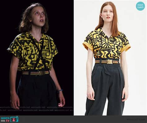 Wornontv El S Yellow And Black Print Shirt On Stranger Things Millie Bobby Brown Clothes And ...