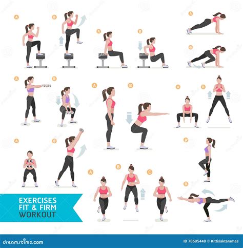 Woman Workout Fitness Aerobic And Exercises Stock Vector